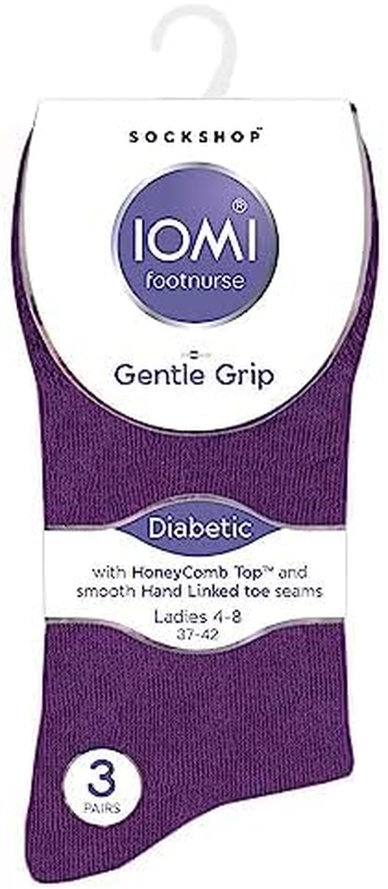 IOMI Footnurse | Sockshop | Ladies&rsquo; Diabetic Cotton Rich Socks | 3 Pairs | Non-Binding Honeycomb Top, Soft & Breathable | UK 4-8 / US 5-9 - Black image number 6