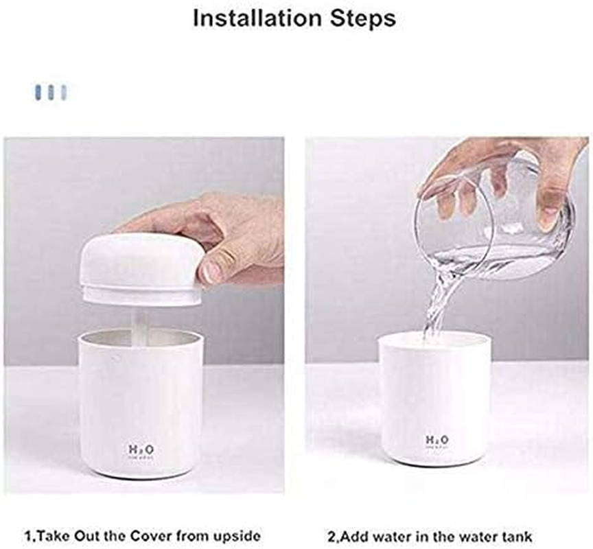 Kamon 300Ml Mini Ultrasonic Cool Mist Humidifier, 7 Color LED Night Light, 2 Mist Mode, Auto Shut-Off for Car, Home, Office, Travel (Grey) - Grey image number 3