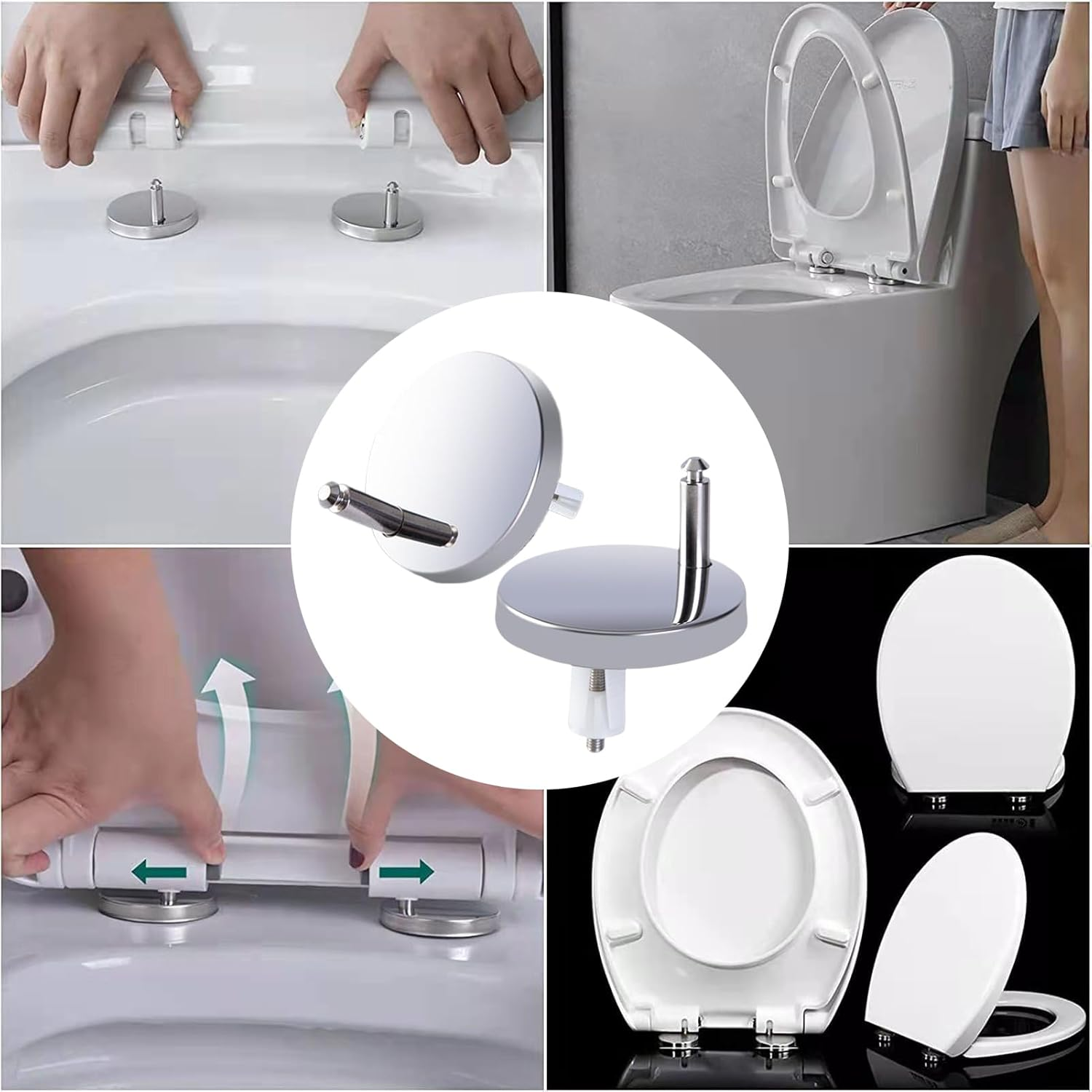 Toilet Top Fix Blind Hole Fittings | 2X Toilet Seat Hinges Replacement Expanding Screws - Fasten Replacement Bolts Nuts for Dorm Apartment Hotel Bathroom