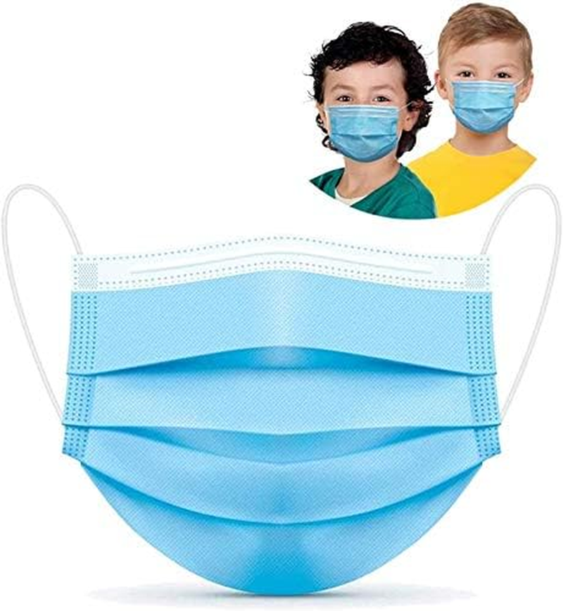 3 Layers Disposable Kids Face Mask with Nose Clip, Non-Woven Fabric, Breathable, Anti-Dust, Protective PPE, Mouth Cover, Safe, Premier Product, Soft and Comfortable for Unisex Children (50PCS, Blue) image number 4