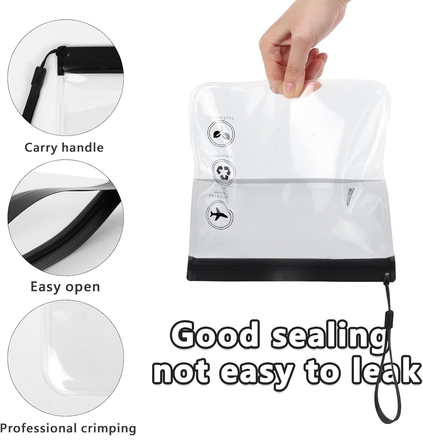 Vervesourced 6Pc Airport Security Liquids Bags, Airport Liquid Bags 20 X 20 Cm, Clear Toiletry Bag for Travel, Clear Plastic Makeup Bag for Women Travel Essentials image number 6