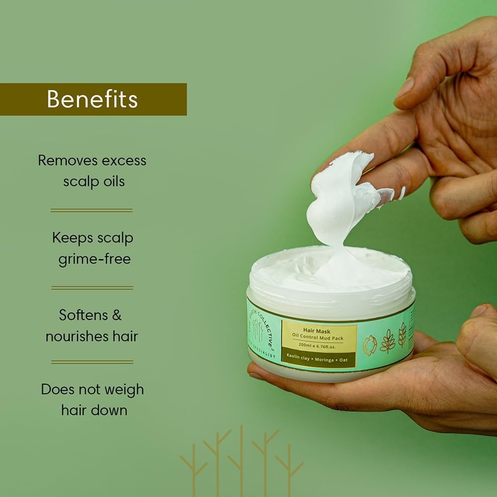THE EARTH COLLECTIVE Oil Control Mud Pack, Contains Kaolin Clay, Moringa, Oat, Hydrates Hair, Removes Excess Oil from the Scalp, 200 Ml image number 1