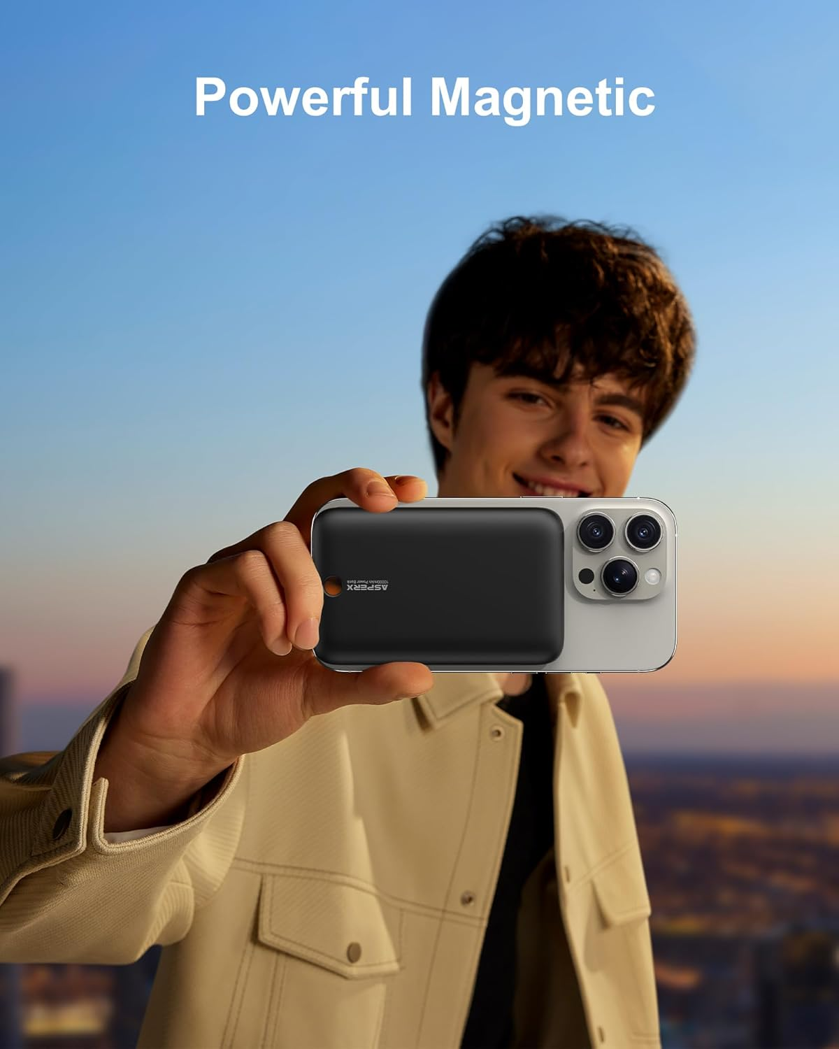 Asperx for Magsafe Power Bank 10000Mah, Wireless Portable Charger Built-In USB-C Cable, LED Display, Magnetic Battery Pack Compatible with Iphone 17/16/15/14/13/12 Serie(Black) - Off-White image number 6