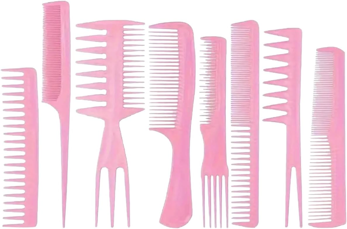 8 Elite HAIR COMB Set -Detangling, Teasing Comb, Edge Hair, Fine Tooth, Afro 3A to 4C, Straight, Curly, Frizzy, Kinky Hair, Wet or Dry