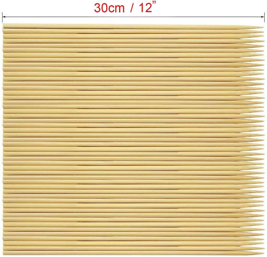 150 Large 30Cm round Wooden Bamboo Kebab Skewers, Food Grade, Safe and Sturdy, 12" Long Cocktail Sticks, Perfect for BBQ, Cake Topper, Chocolate Fountain, Candy Floss Sticks (150 30Cm Bamboo Skewers) image number 5