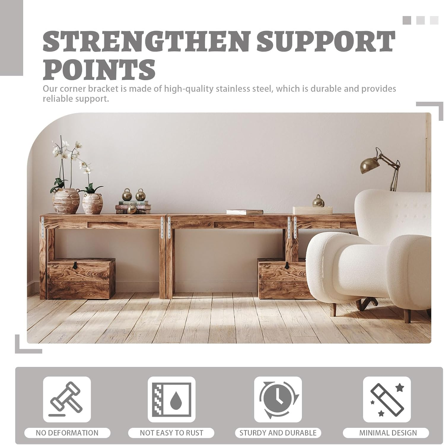 Diakey 10 Pack Flat Brackets for Braces, 16.5 X 1.9 X 0.28Cm/6.5 X 0.8 X 0.11In Stainless Steel Straight Mounting Brackets Metal Mending Plate with Screws for Wood Furniture Repair Fixing image number 6