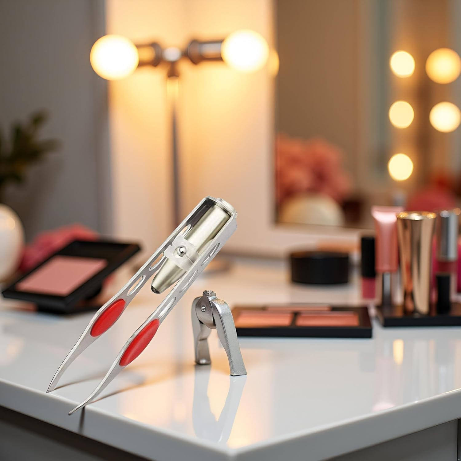 Silver Tweezer with LED Light for Hair Removal Makeup Tool Eyebrow Eyelash for Women Facial Hair, Lash Trimmer,Hair Tweezers,Ingrown for Tweezer,Tweeze,Women'S Hair Removal Tweezers image number 2