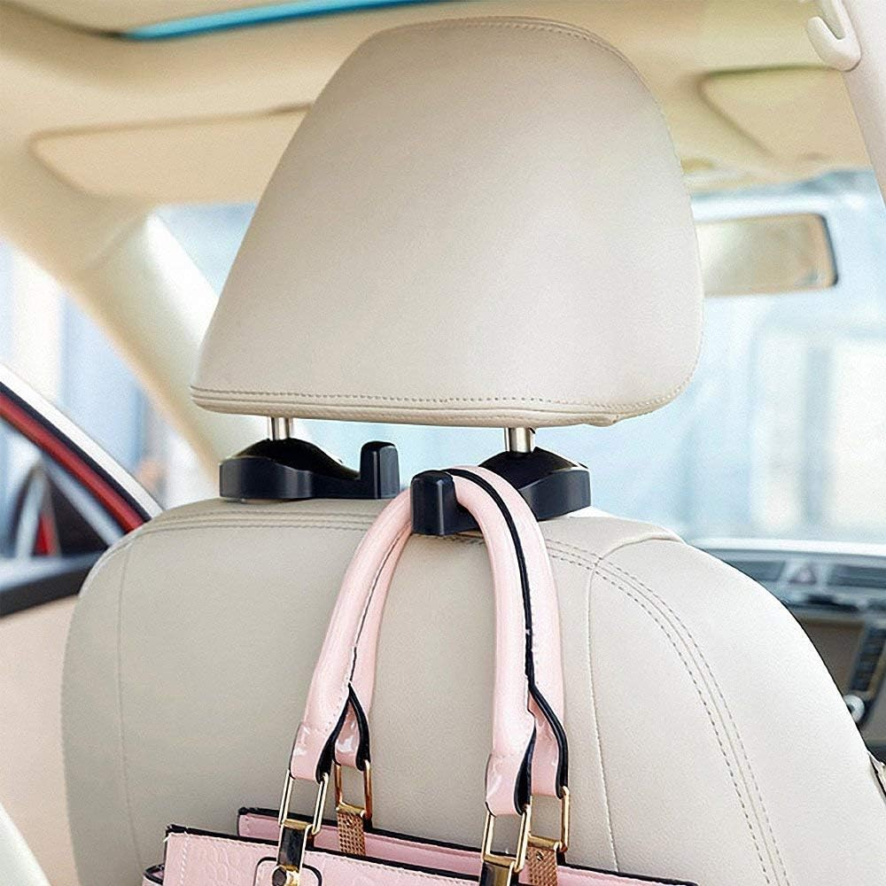 Universal Car Vehicle Back Seat Headrest Hanger Holder Hook for Bag Purse Cloth Grocery (Black -Set of 2). image number 2