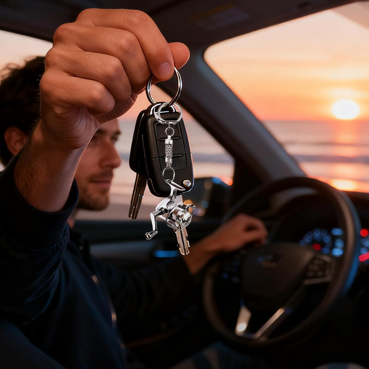 Jsnwernb Key Ring,Metal Fishing Reel Pendant - Drum Wheel Keychain Bag Pendant,For Purse Luggage Phone Wallet Handbag Car Office Travel Party Home School Angler Women Men Kids