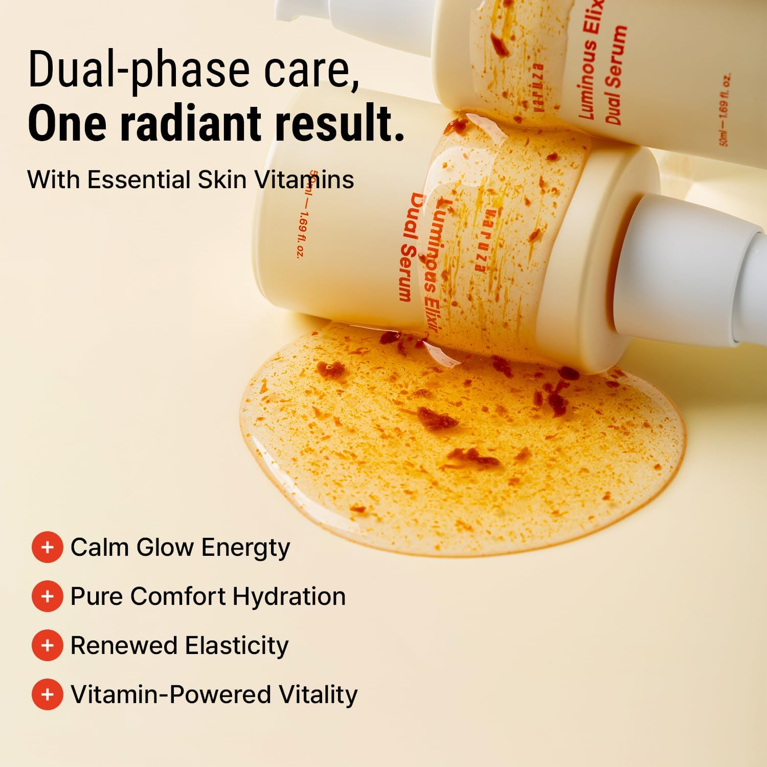 Varuza Luminous Elixir Dual Serum Vita 7 Complex 5% Vitamin K3 Face Serum Hyaluronic Acid & Coq10 Hydrating & Skin Barrier Repair Anti-Redness Vegan Korean Skincare 50Ml (1.69 Fl Oz (Pack of 1)) image number 1