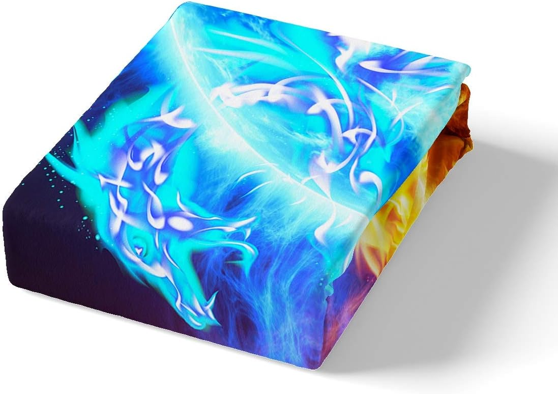 Loussiesd Ice Fire Dragon Duvet Cover Set for Boys Teenagers Children Oriental Beast Printed Bedding Set 135 X 200 Cm East Bed Set Lucky Animals Fairy Tale Theme Room Decoration 2 Pieces