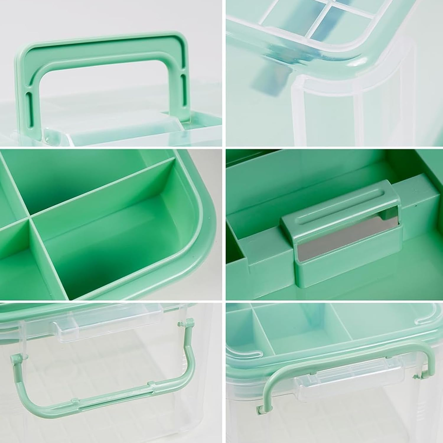 Clear Medicine Organizer Storage Box Large Capacity Plastic Pills Box Thickened Medicine Container Chest Multipurpose Medical Case with Labels Medical Home Storage & Organisation with Lids Handles image number 4