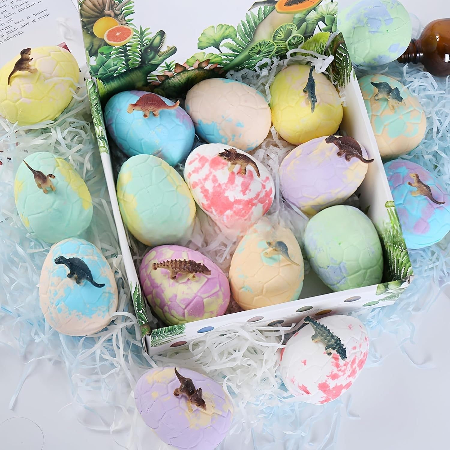 9 Packs Bath Bombs for Kids - Dinosaur Egg Bath Salt Balls with Surprise Toy Dinosaurs - Fun Spa Gifts for Girls and Boys - Relaxing Bubble Bath Experience image number 2
