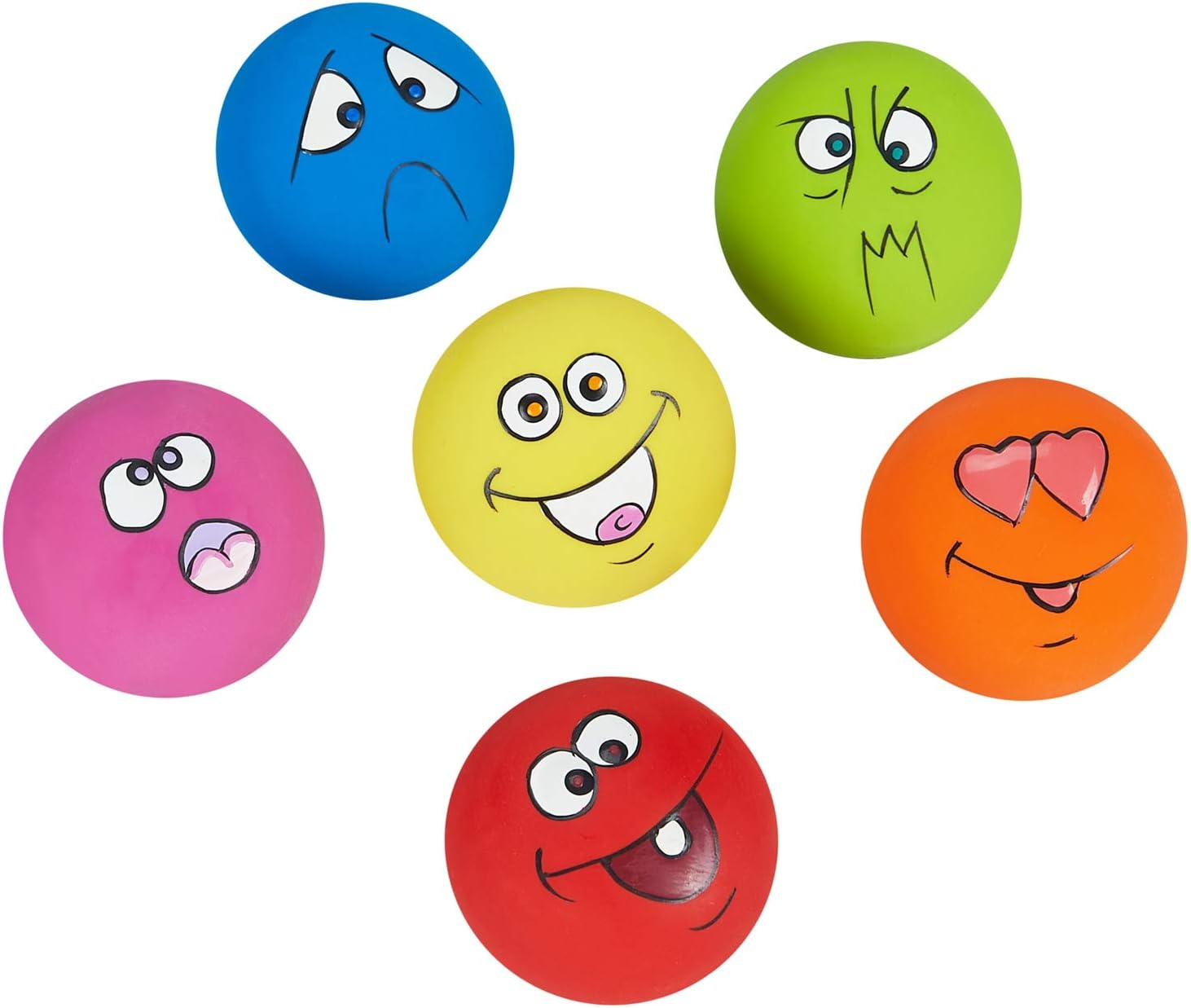 Squeaky Dog Toy Chewing Dog Toys Durable Teething Latex Rubber Soft Interactive Fetch Play Dog Balls with Funny Face for Puppy Small Medium Pet Dog (5PCS)