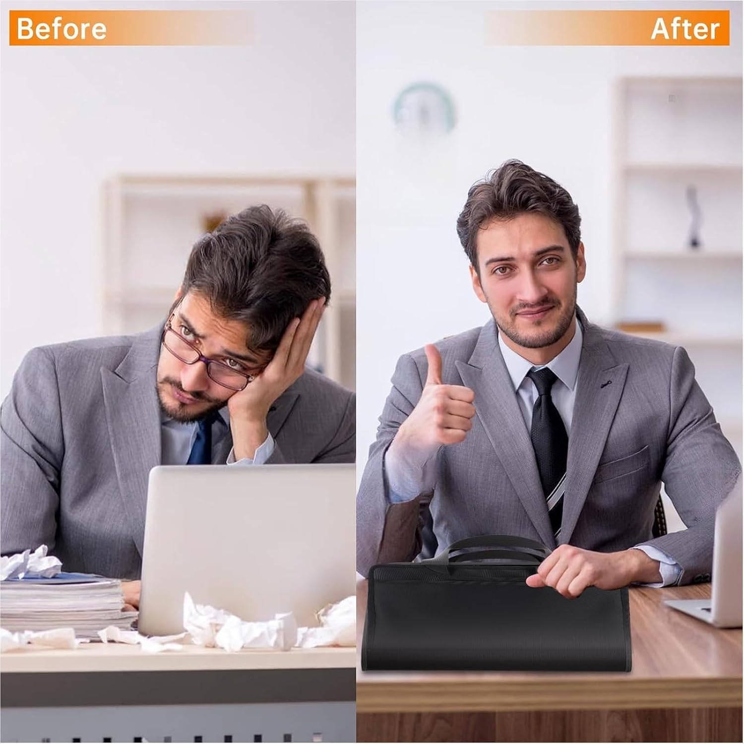 Luocute Fireproof Document File Bag, Expandable Accordion Organizer with Lock, Zipper & Labels, Large 12 Pocket Portable Folder for Important Files,Documents,Passport image number 6