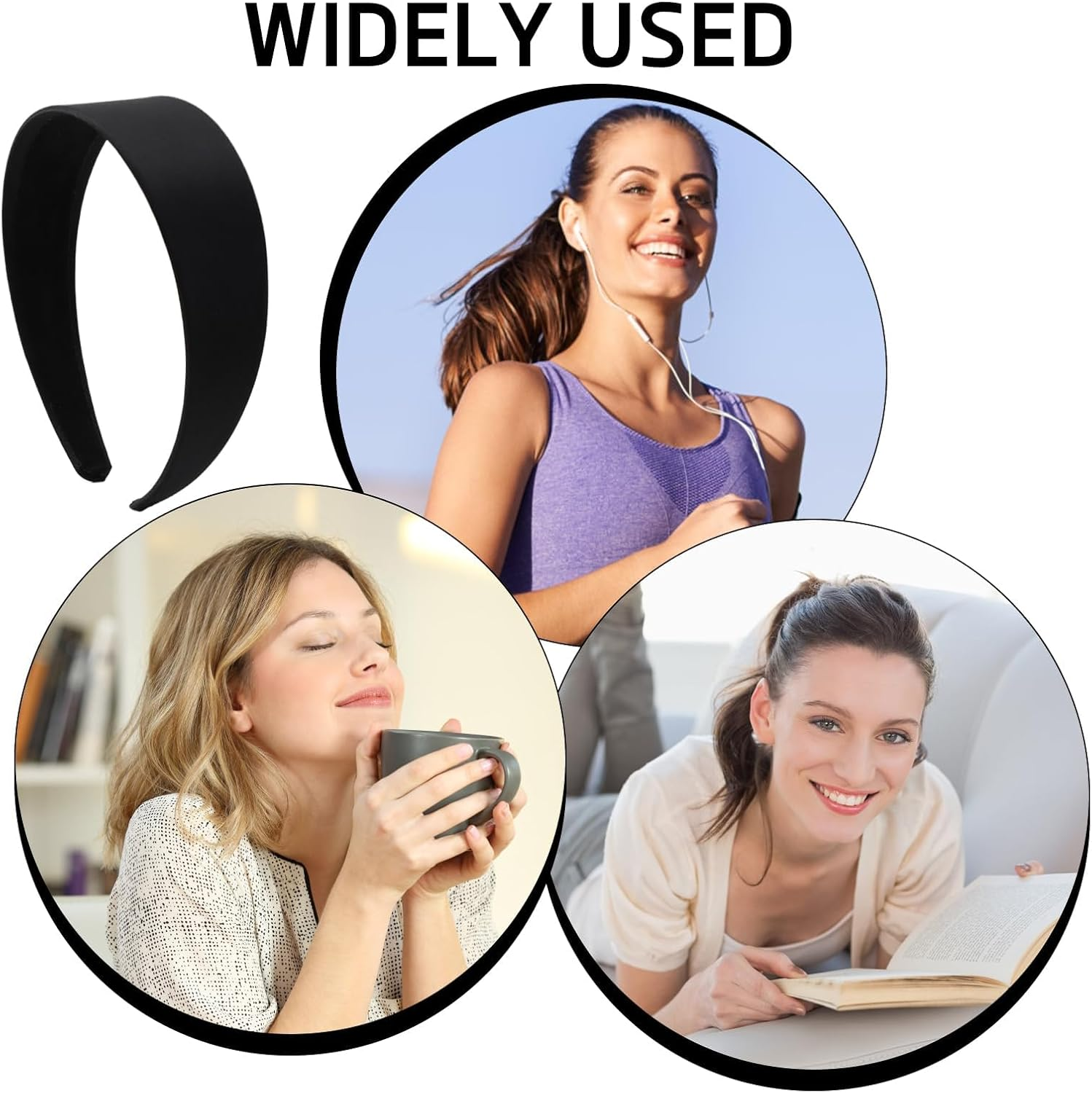 Wide Headband 4 Cm Headband Women'S Wide Classic Basic Black Band Headband for Women Made of Material, Elegant Accessory for Any Occasion image number 6