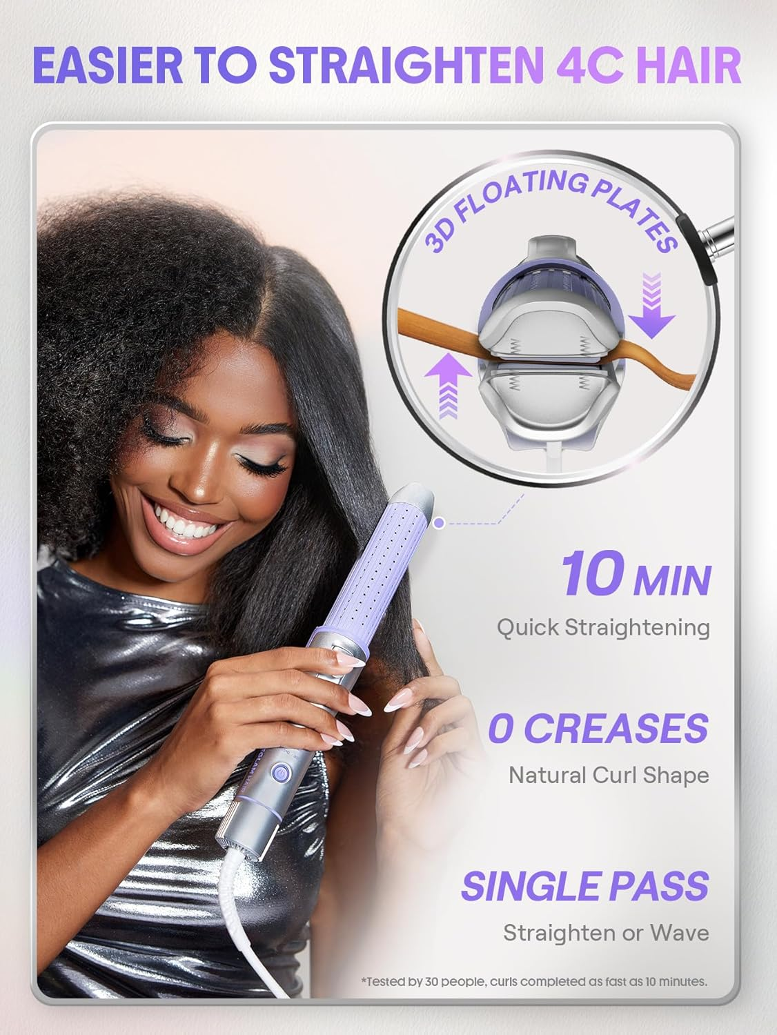 SHEGLAM Cold Air Straightener Comb with 360&deg; Air Flow Styler Curling Iron, Hair Straightener with Cooling Air Valves for Long-Lasting Hairstyle, 4 Temperature Levels, Dual Tension image number 3