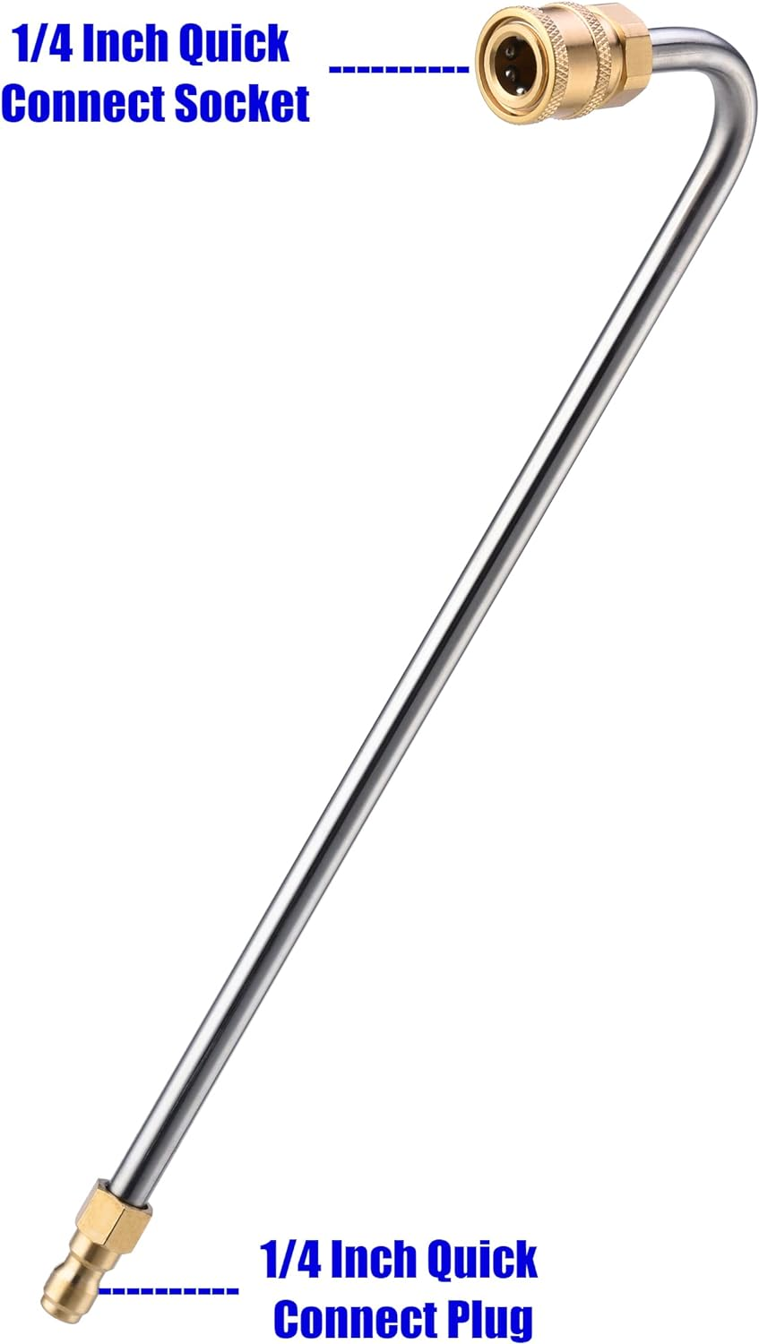 M MINGLE Stainless Steel Pressure Washer Gutter Cleaner Attachment, Angled Extension Wand for Gutter Cleaning, 5 Nozzle Tips, 1/4 Inch Quick Connect, 13 Inch image number 3