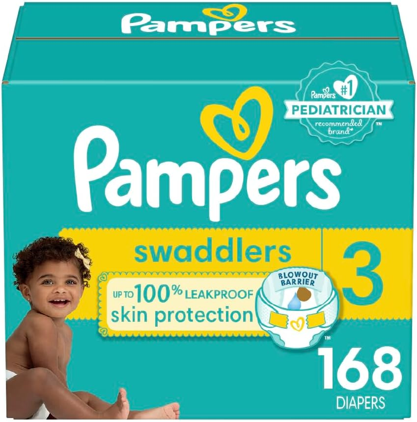 Pampers Diapers Size 3, 168 Count - Swaddlers Disposable Baby Diapers, (Packaging May Vary) image number 4