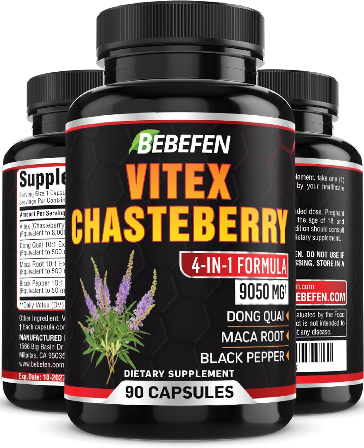 9050Mg Vitex Supplement for Women - Menopause Support, Energy Production, Skin & Women'S Health - Dong Quai, Maca & Black Pepper - 3-Month Supply image number 6