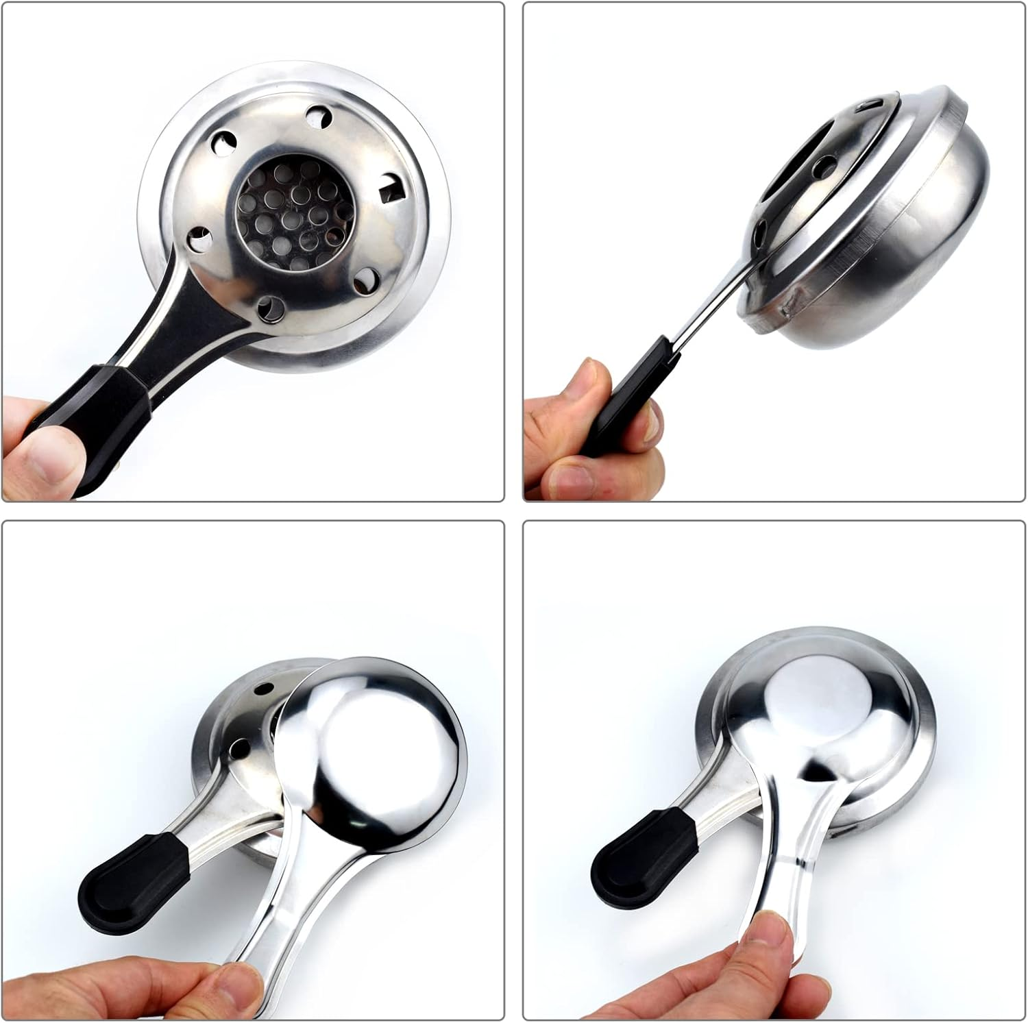 YUNFANG Mini Alcohol Stove, Frame Adjustable, Stainless Steel, Portable, Anti-Scalding Handle, Suitable for Fondue, Hotpot, Hiking, Camping - Silver image number 7