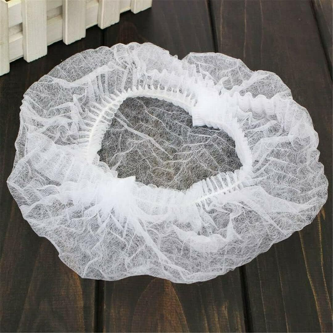 100X Disposable Hair Net, Bouffant Caps Hairnet Dust Head Cover, Stretch Elastic Shower Cap Nonwoven Unisex Soft and Breathable for Food Service Kitchen Salons Home Baking, Disposable Hair Net Caps(White 100 Pcs) - Blue 100 Pcs image number 6