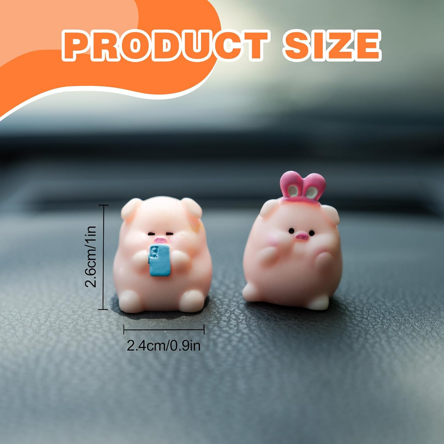 Cute Pig Car Dashboard Decor, 6PCS Cute Pink Pig Car Dash Decorations Car Door Rear View Mirror Ornament Interior Accessories for Home Office - Luminous Pig image number 5