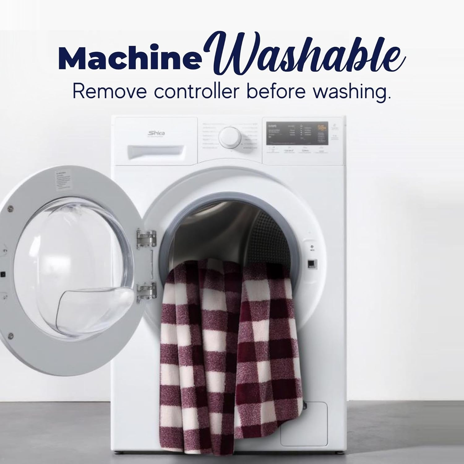 Dreamaker Gingham Plush Fleece & Warm Flannel Electric Heated Throw Blanket 200X180Cm Machine Washable Soft Plush Reversible Rug Energy Efficient Overheat Protection 9 Heat Settings - Midnight Blue image number 4