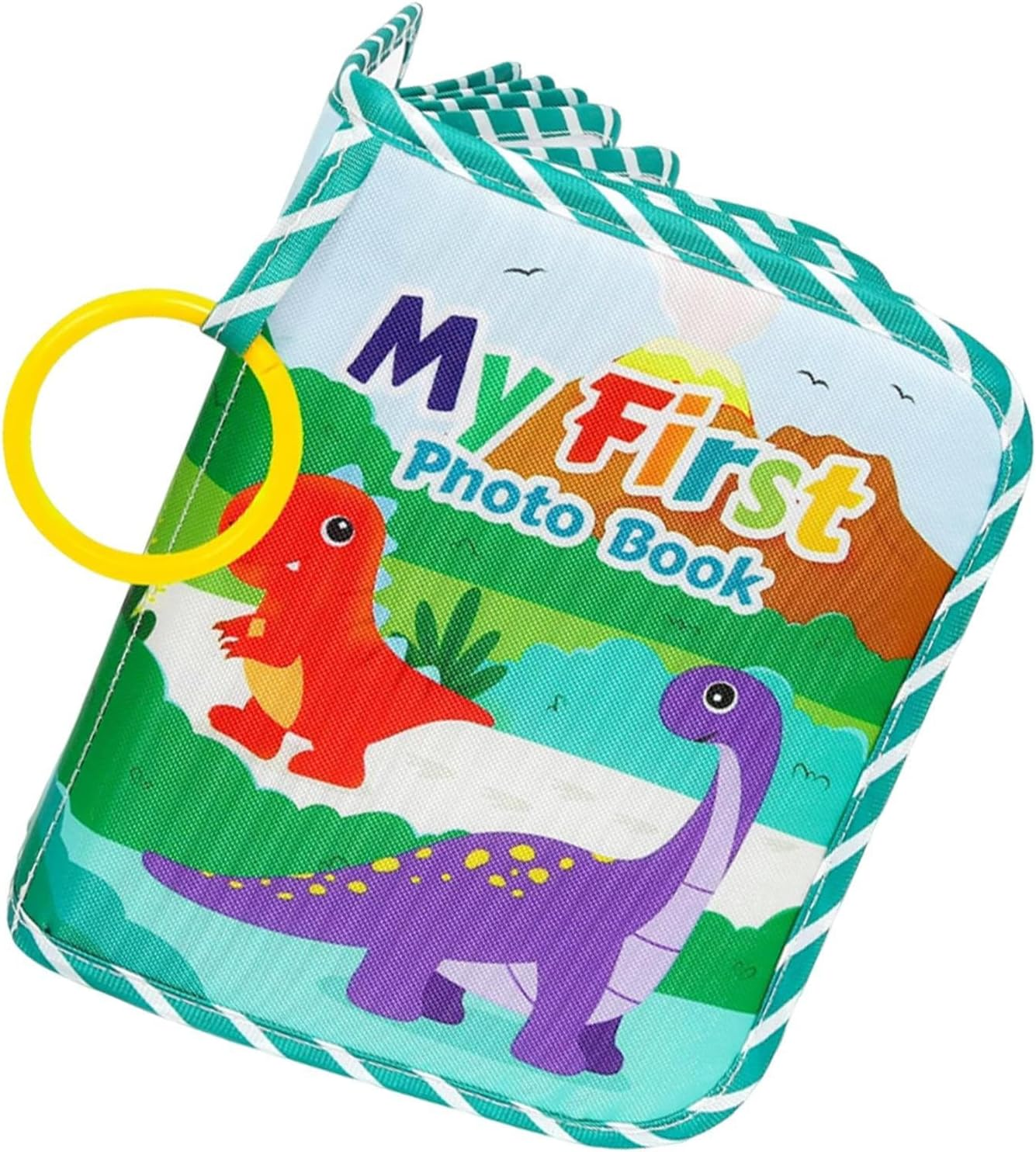 Baby Photo Album | Soft Fabric Book with Cartoon Illustrations - Secure Memory Album with Mirror for Boys Girls Contains Photos 10 X 15 Cm image number 6