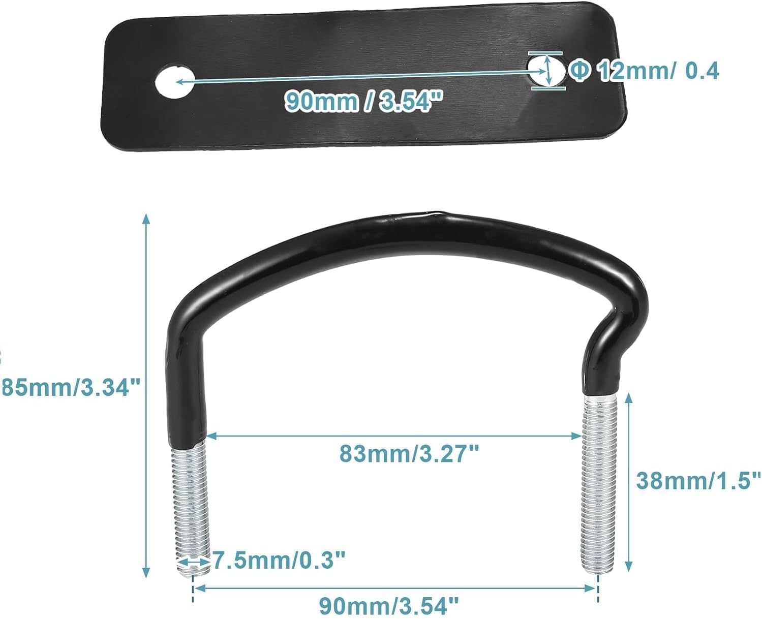 Universal Roof Box U-Bolt Clamps Cargo Carrier Roof Rack Bracket Kit Van Mounting Fitting Kit 85Mm Internal Width 40Mm Thick Luggage Rack Adjustable U Bolt Quick Release Latch for Roof Box Hardware image number 5