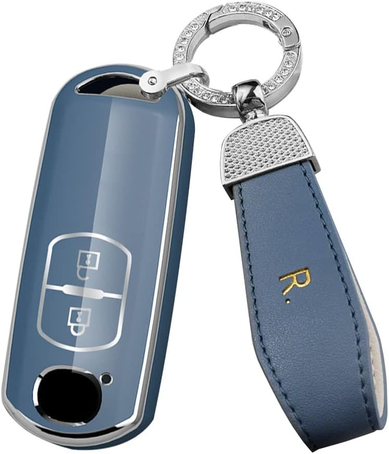 Ontto TPU Car Key Fob Cover Fit for Mazda 2 3 5 6 CX-5 CX-7 CX-9 CX-3 CX-4 CX-4 MX5 2015-2017 Remote Key Case Shell Key Holder Bag Keychain Keyring Protector 2 Buttons Accessories Light-Purple B