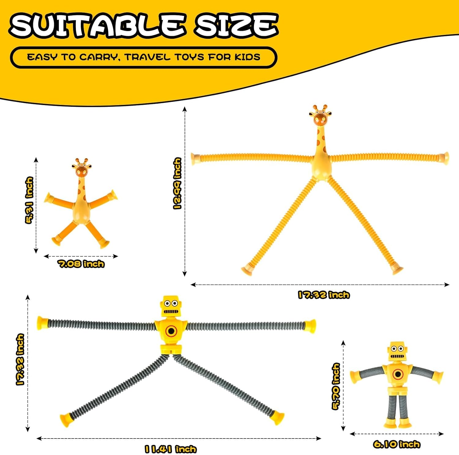 CHESLICR Autism Sensory Toys for Kid Boys Year Old Ages 4 5 6 7 8 9 10(4PCS), Suction Robot Toy Pop Tube Fidget Toys Autistic Travel Toys Valentine'S Day Gift Easter Basket Stocking Stuffer for Kids image number 6