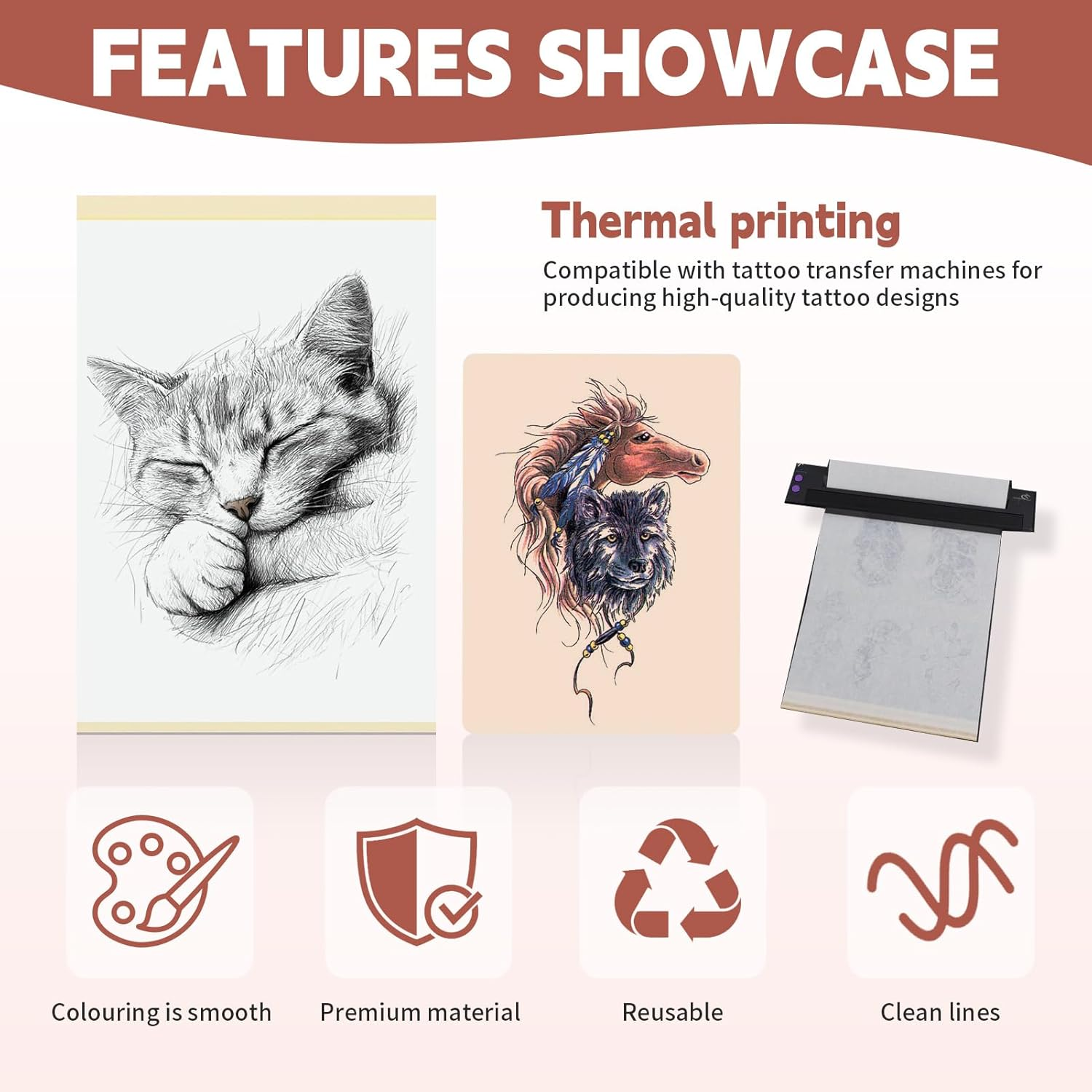 20 Pcs Tattoo Kit, 10Pcs Practice Skin & 10Pcs A4 Transfer Paper Set, Blank Fake Skin Sheets for Tattoo Training Stencil Tracing Beginner to Professional Tattoo Supplies image number 1