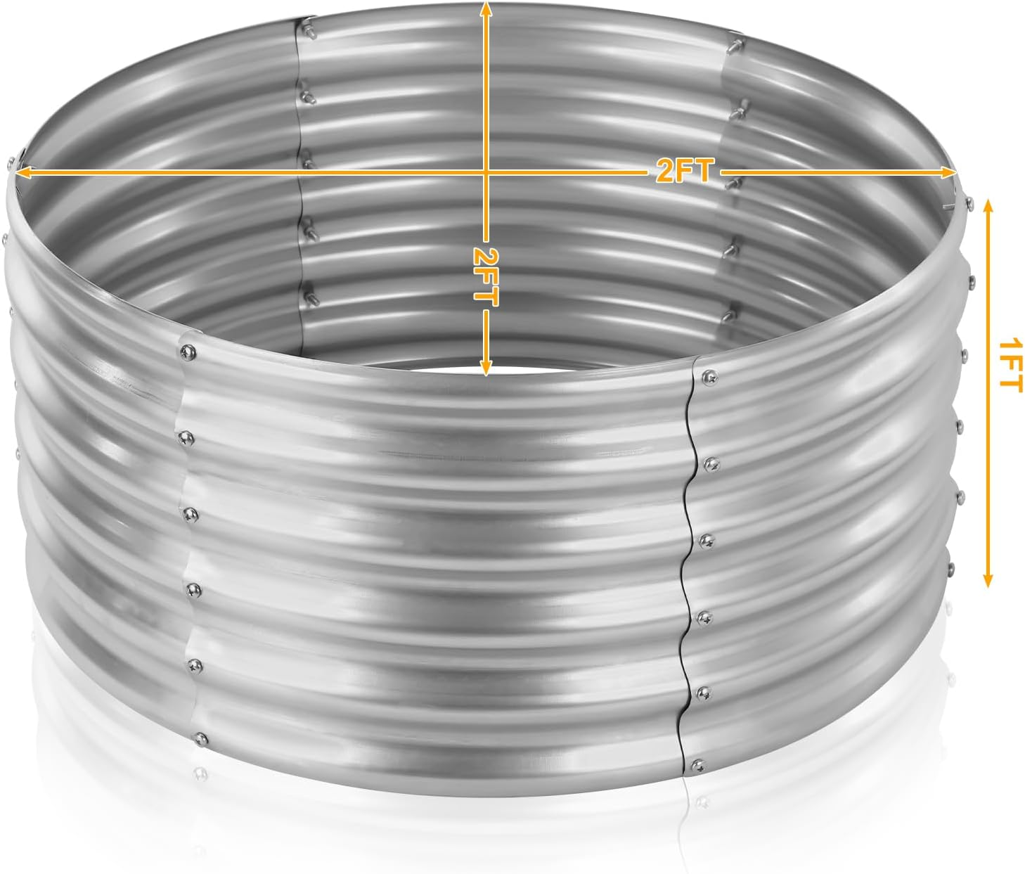 Round Galvanized Raised Garden Bed Kit Outdoor Galvanized Planter Box, above Ground Garden Planter for Flowers Vegetables, 2X2X1Ft image number 4