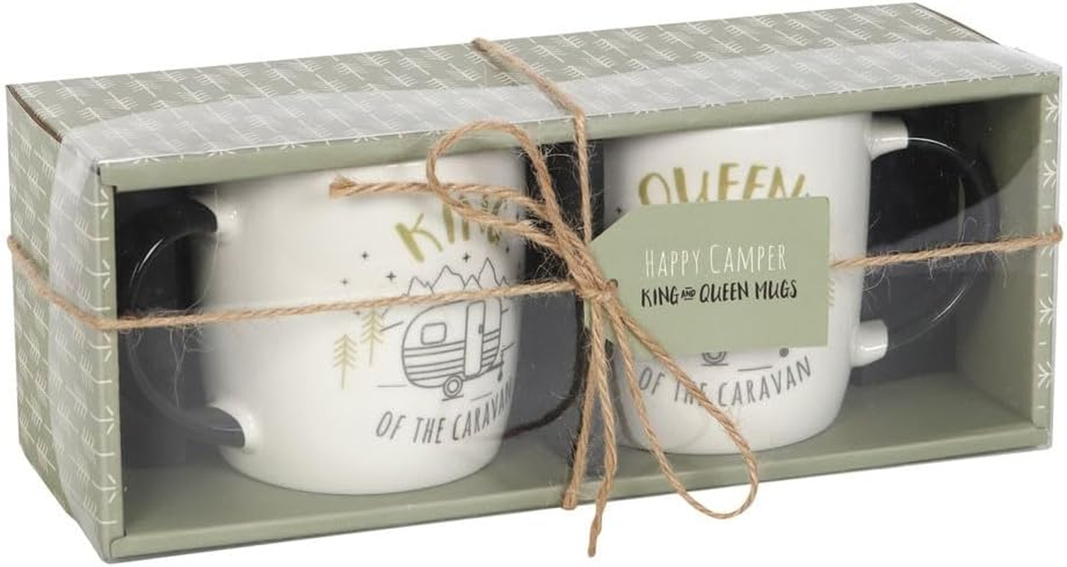 Something Different Set of 2 New Bone China Mugs - King and Queen Couples Caravan Mug Set - from the Happy Camper Range