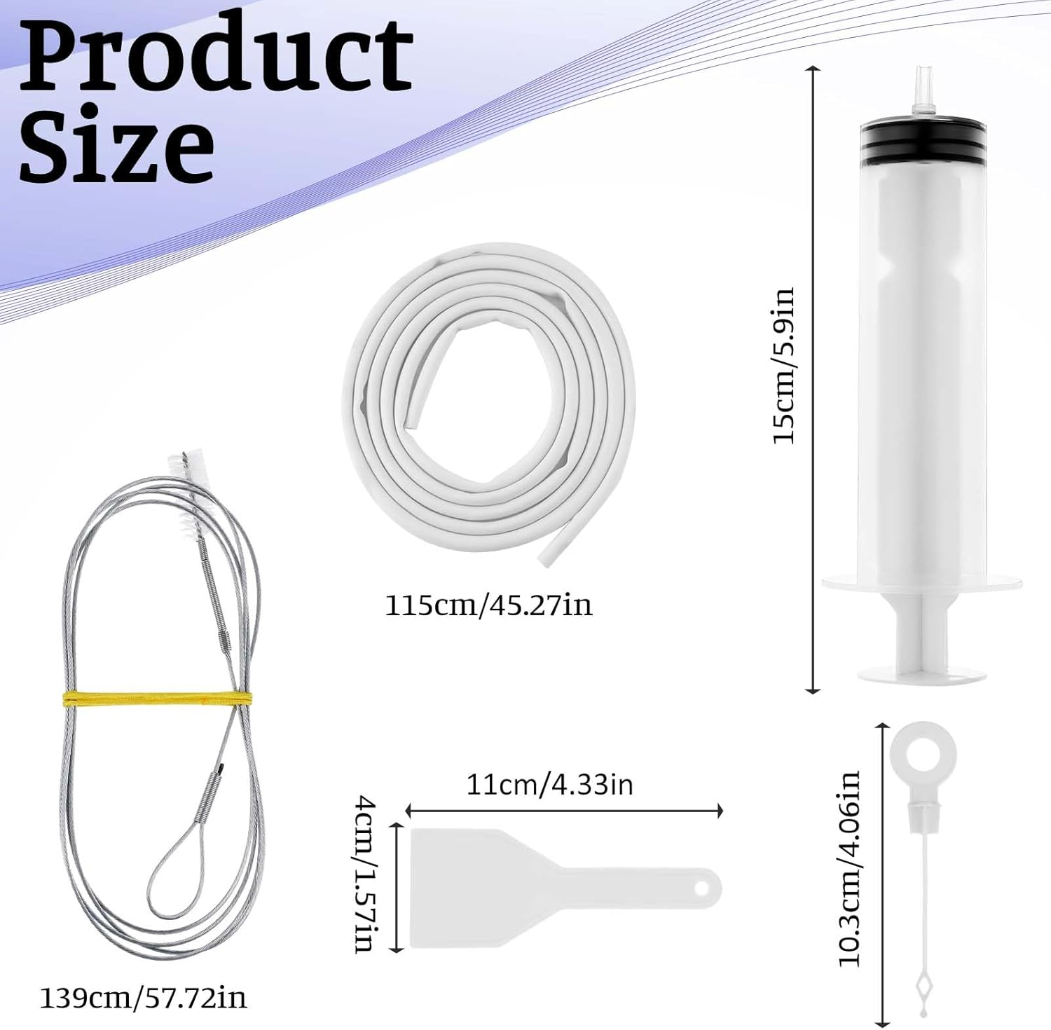 5 PCS 45'' Sunroof Drain Cleaning Tool, Fridge Water Line Cleaner Compatible with Lines for 1.4 M/54 In, for Cleaning Water Dispenser, Refrigerator, Car Sunroof Drain Holes image number 5