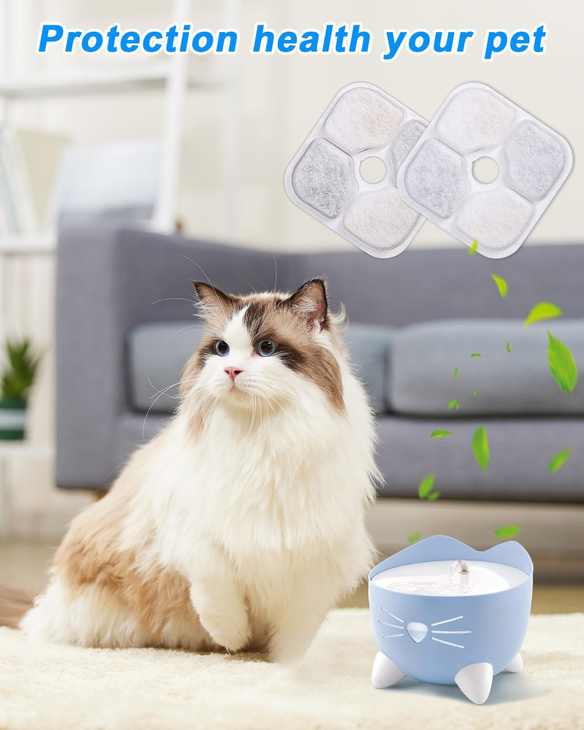 Yulado Filter Cat Fountain, 16 Pieces Drinking Fountain Filter for 2.5 L Drinking Fountain for Cat Replacement Filter