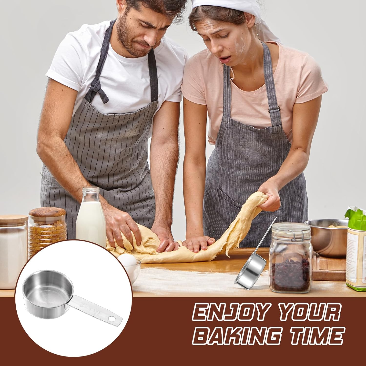 2 Pieces 60 Ml Coffee Spoon Scoop, Stainless Steel Measuring Cup Set, Long Handle Measuring Spoon, Espresso Spoon, Measuring Cups, Kitchen Set for Liquids, Solids, Tea, Coffee, Cocoa, Beans, Milk