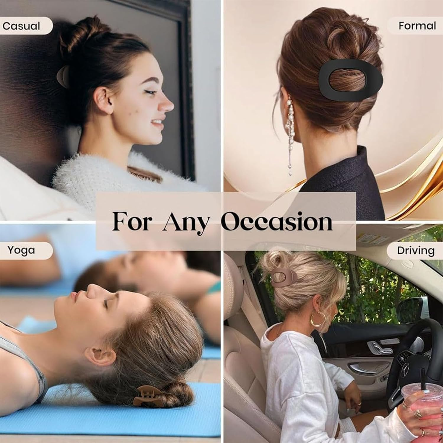 4 PCS Flat Hair Clips, Hair Claw Clips, Suitable for Coarse and Fine Hair Types, Comfortable Curved Flat Hair Clip, Suitable for Lying Down, Driving, and Other Scenarios image number 4