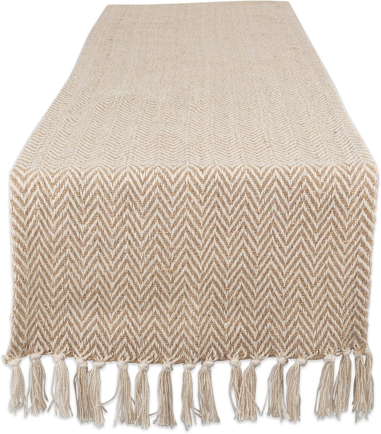 DII Woven Basic Tabletop Collection, Chevron Table Runner, 15X108, Stone image number 3