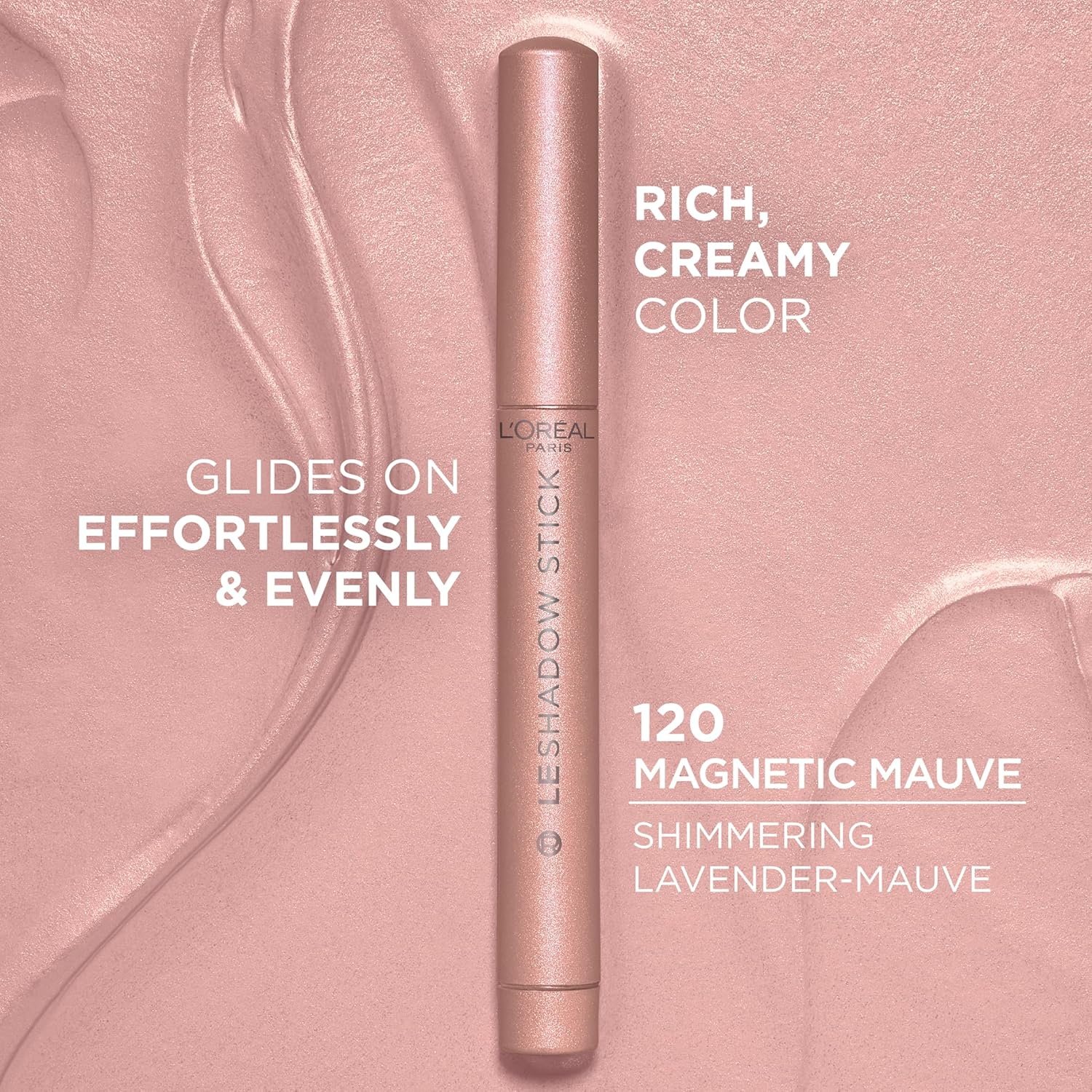 L'Or&eacute;al Paris Makeup Le Shadow Stick Eyeshadow, Blendable, Smudge-Resistant, Cream Eyeshadow, 120 Magnetic Mauve (Shimmering Lavender Mauve) image number 4