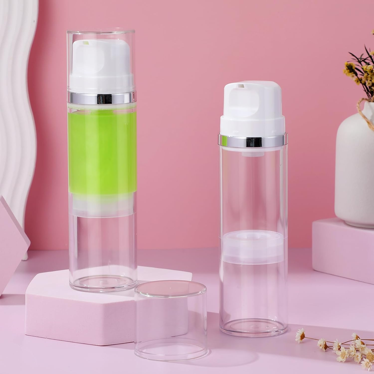 Totority Airless Pump Bottles 2Pcs 150Ml ABS Refillable Lotion Container for Travel Skincare and Cream Storage