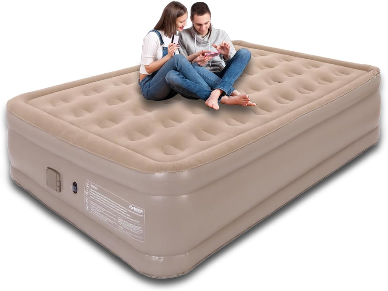 Queen Size Air Mattress with Built-In Rechargeable Pump, 3 Min Inflation, Waterproof Flocked Surface, 150X200X40Cm, 250KG Support &ndash; Portable Inflatable Bed for Home, Camping & Guests (Sandstone Beige) image number 6