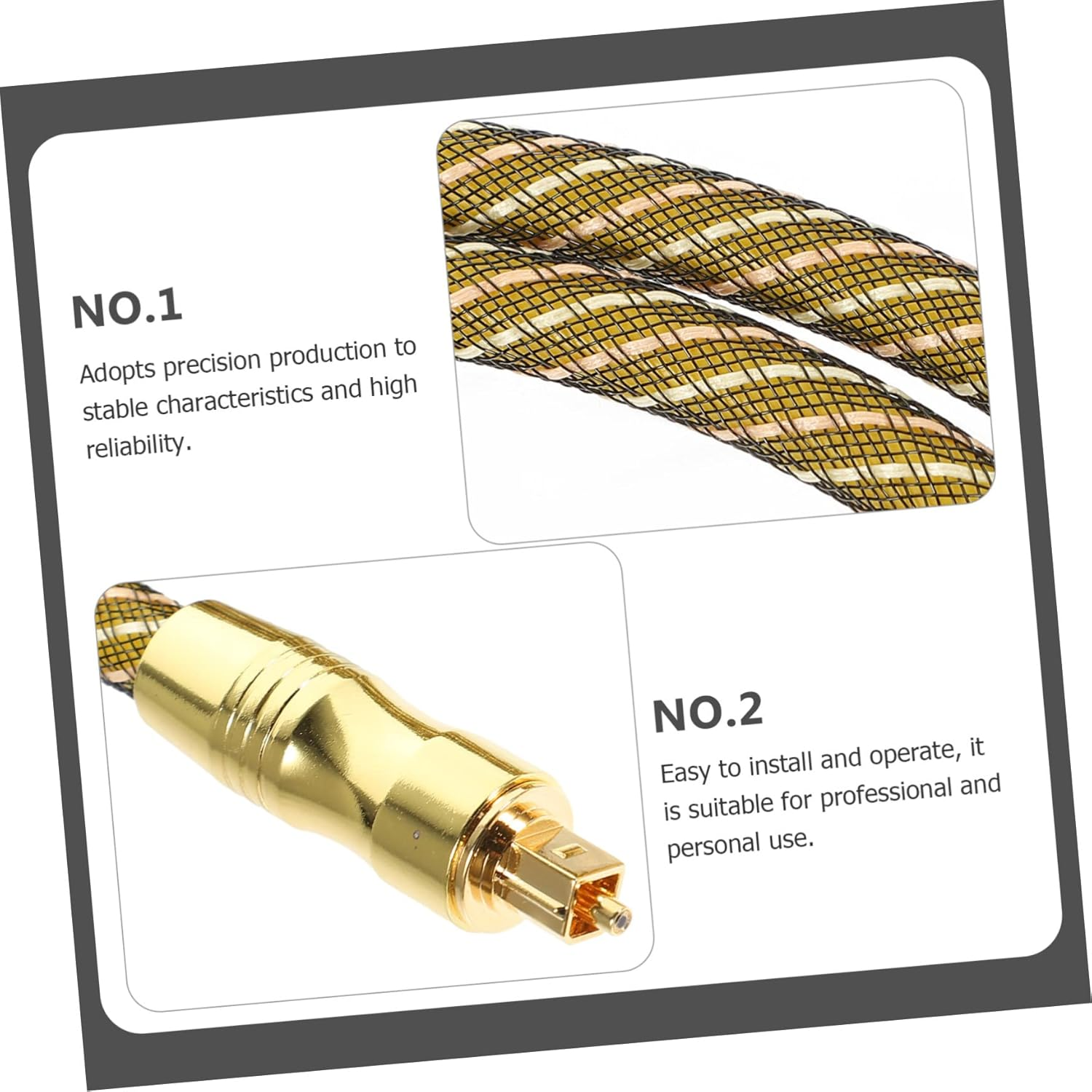 Yardenfun 1M Fiber Optic Cable for Home Theater Digital Optical Audio Cable Optic Male to Male Cord image number 3