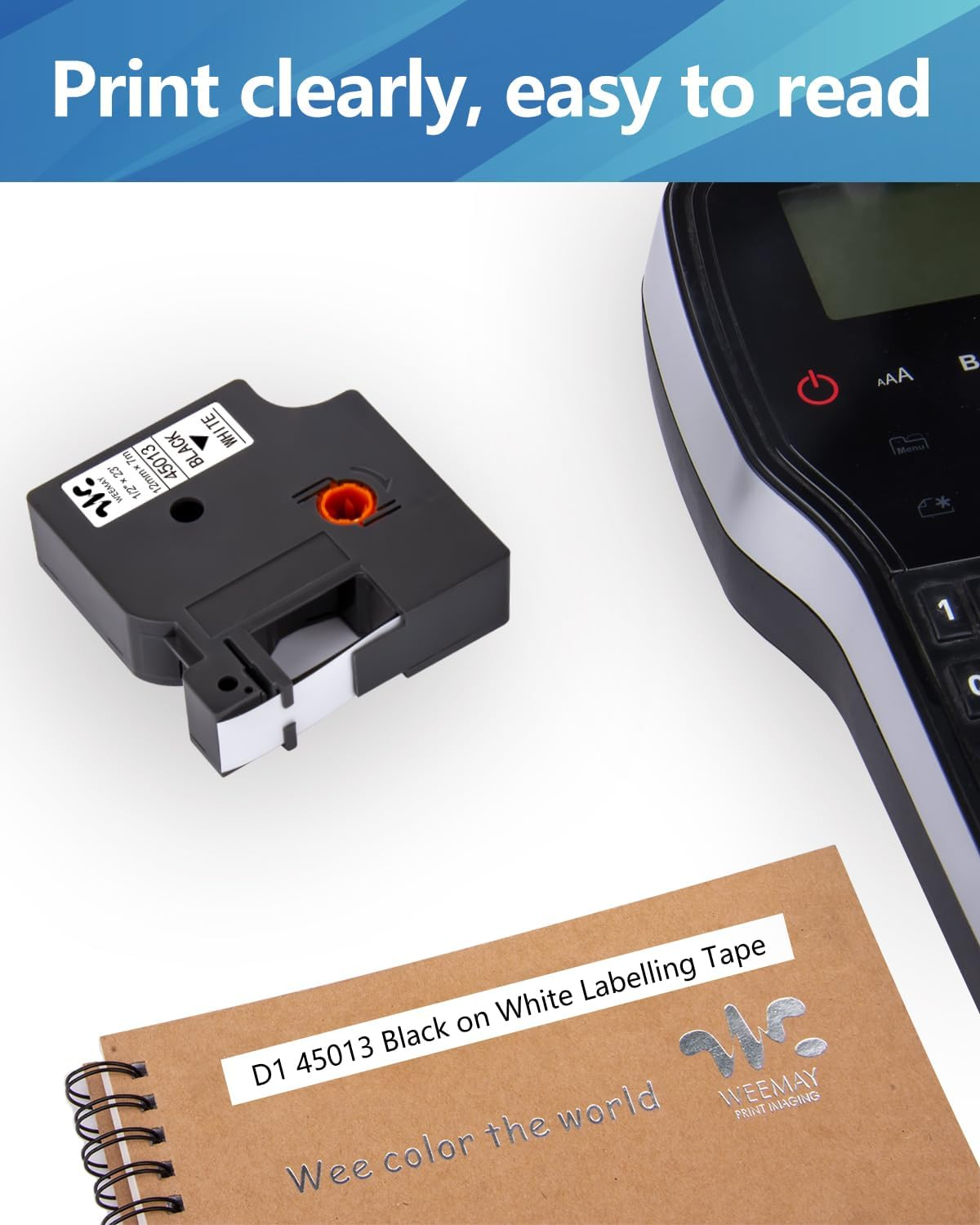 Weemay 6 Pack Compatible with Dymo Label Maker Refills D1 1/2 Inch Tape 45010 45013 45016 45017 45018 45019 12Mm D1 Color Tape for Labelmanager 160 280 210D 360D 420P Pnp 450D Printer, 1/2&rdquo; W X 23&rsquo; L image number 3