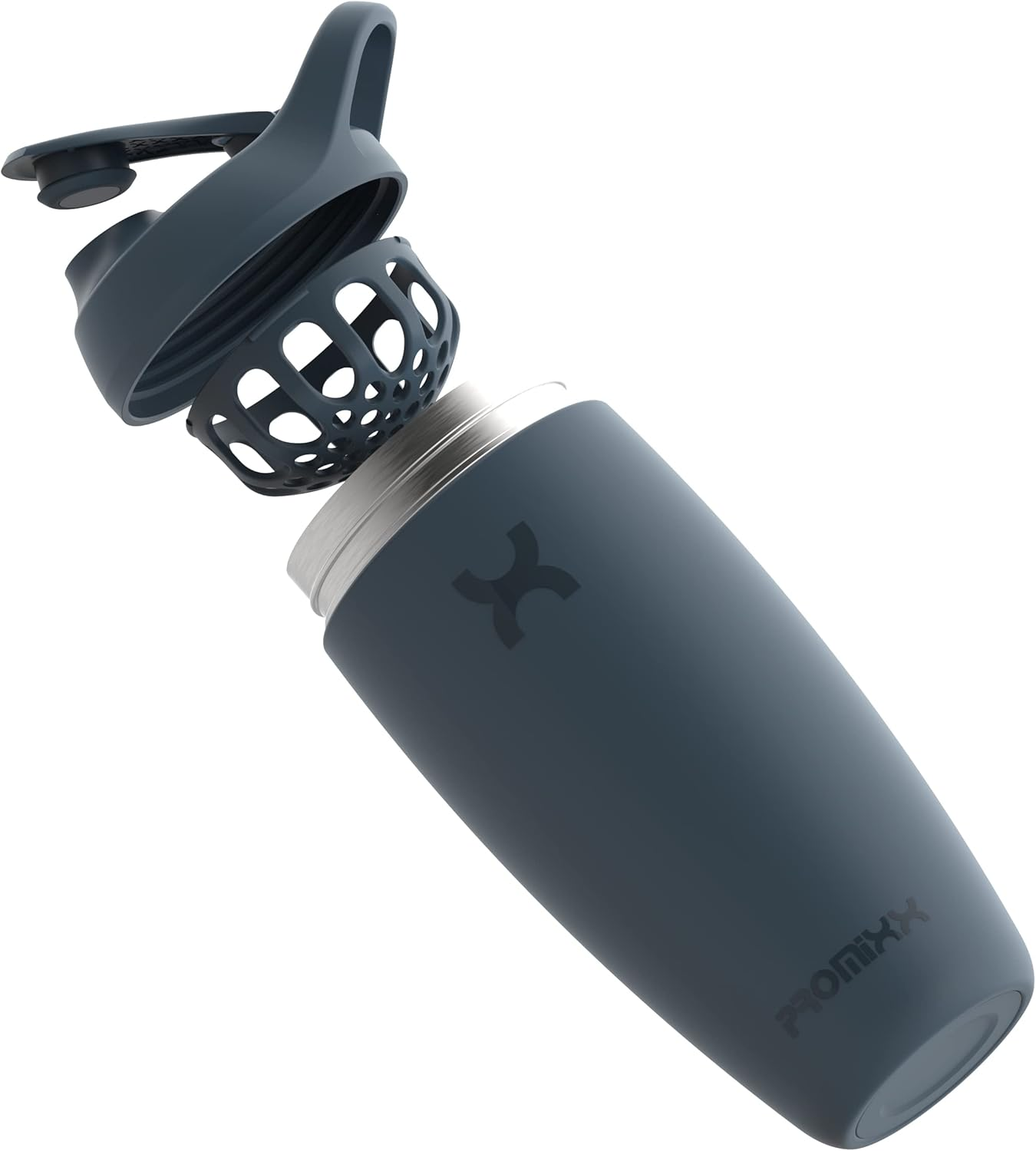 Promixx Pursuit Shaker Bottle Insulated Stainless Steel Water Bottle and Blender Cup, 550Ml, Midnight Blue