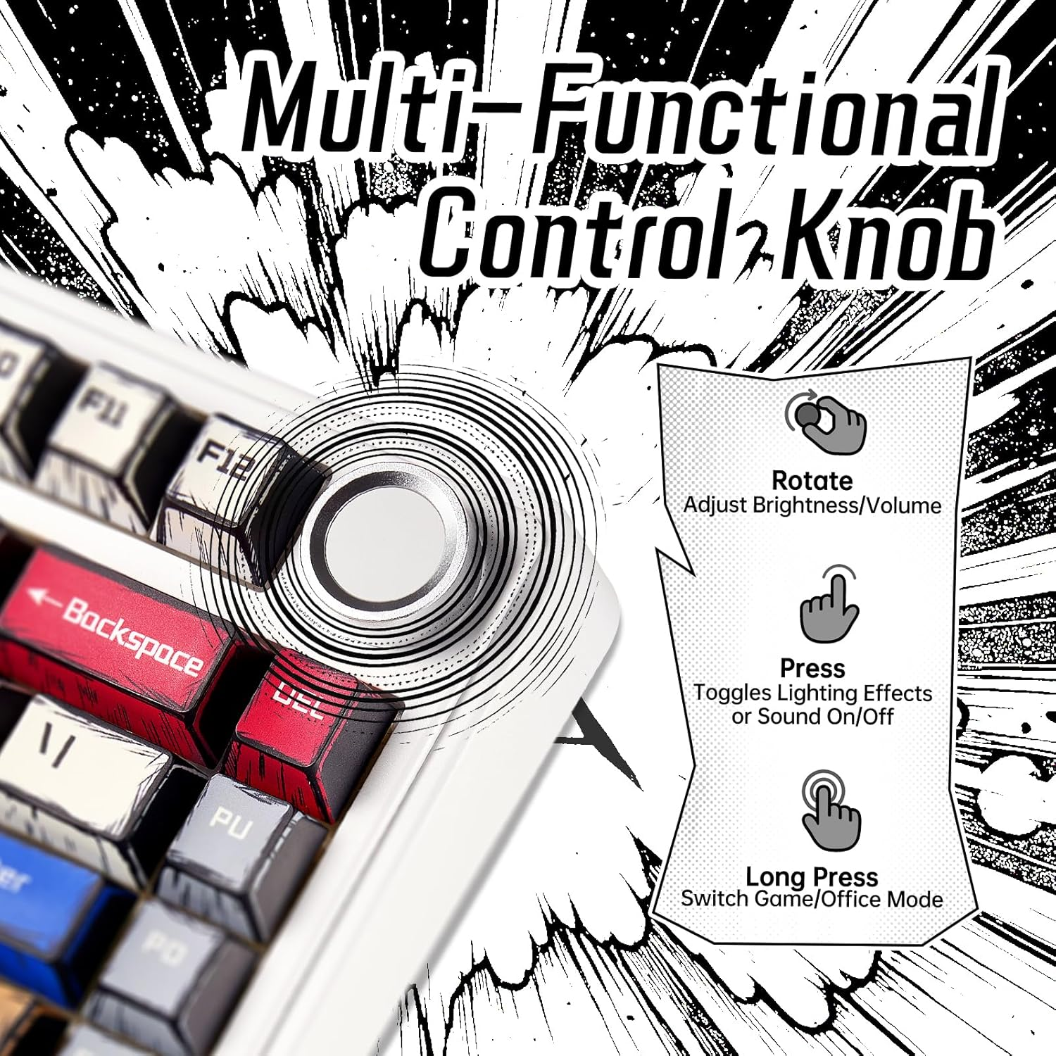 Aula F75 Wireless Mechanical Keyboard,Creamy Keyboard with RGB Backlit Hot Swappable, 81 Keys 75% Layout Gaming Keyboard, Bluetooth/2.4Ghz/Type-C, Creamy Sounding-Gradient Grey image number 2