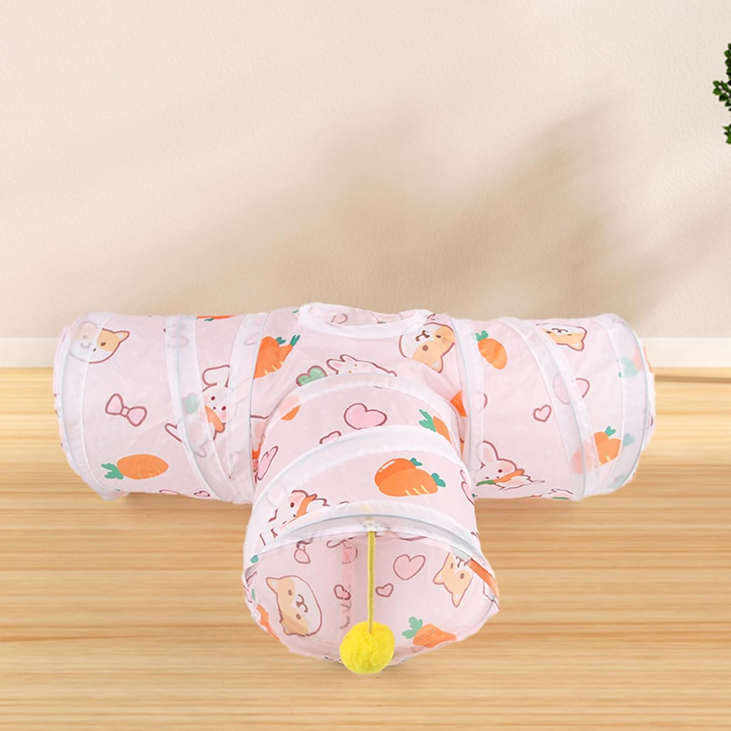 Bunny Tunnel Rabbit Tubes 1Way / 3 Way Cat Play Tunnel, Small Animal Activity Tube with Fun Toys for Hamster Rats Ferret Kitten Hedgehog Hiding and Resting - A image number 6