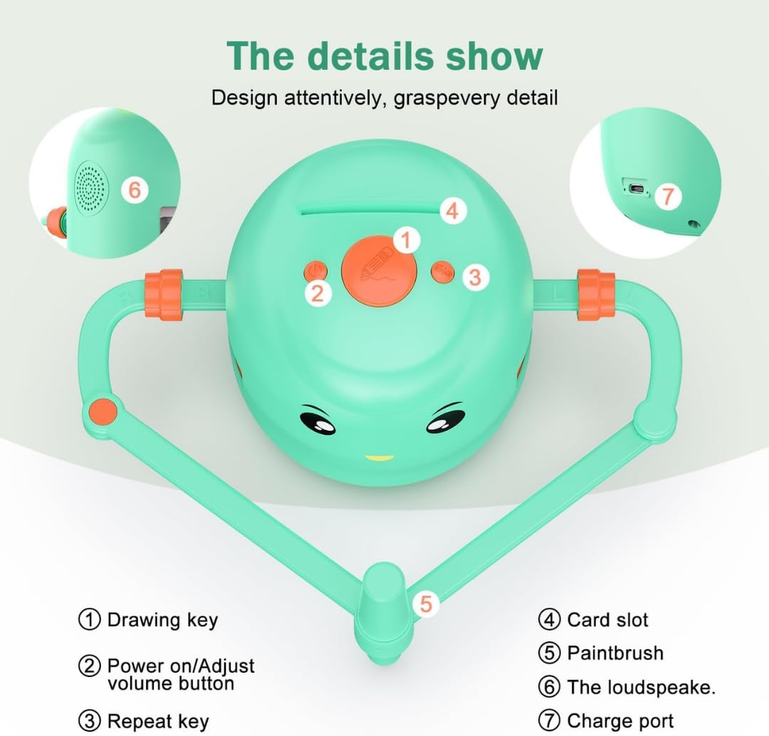 Drawing Robot for Kids &ndash; 100 Drawing Cards, Voice Interaction, Educational Montessori Learning Toy with 2 Pens &ndash; Smart STEM Art Robot for Boys & Girls Ages 3-8 (Pink) image number 1