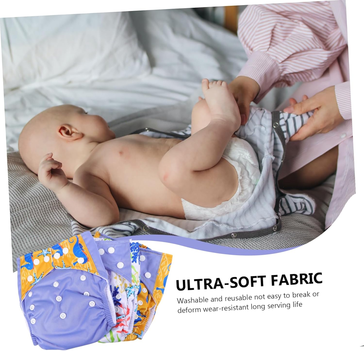3Pcs Digital Printing Unisex Cloth Diapers Washable Pocket Nappies for Boys Girls image number 1